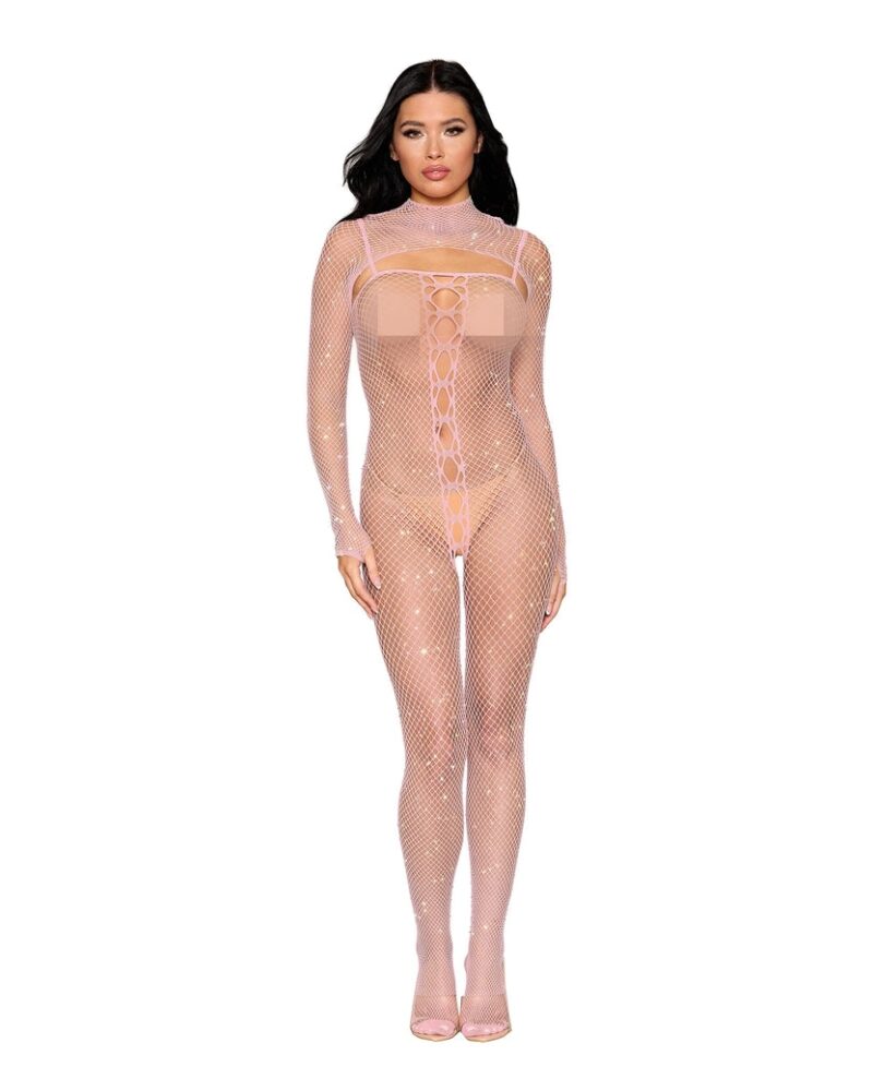 Rhinestone fishnet bodystocking